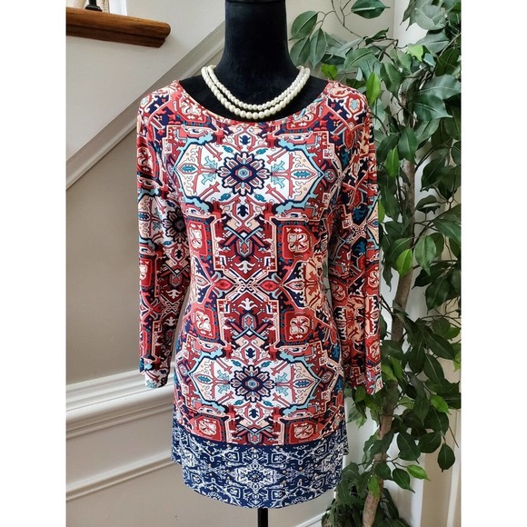 Ruby Rd. Women Multicolor Polyester Round Neck Long Sleeve Top Blouse Size Large - Picture 1 of 11